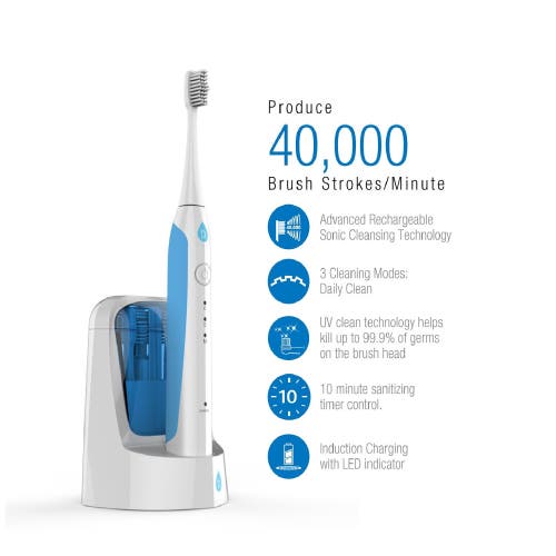 Pursonic Electric Smart Series Rechargeable Toothbrush With Uv Sanitizing Function In White
