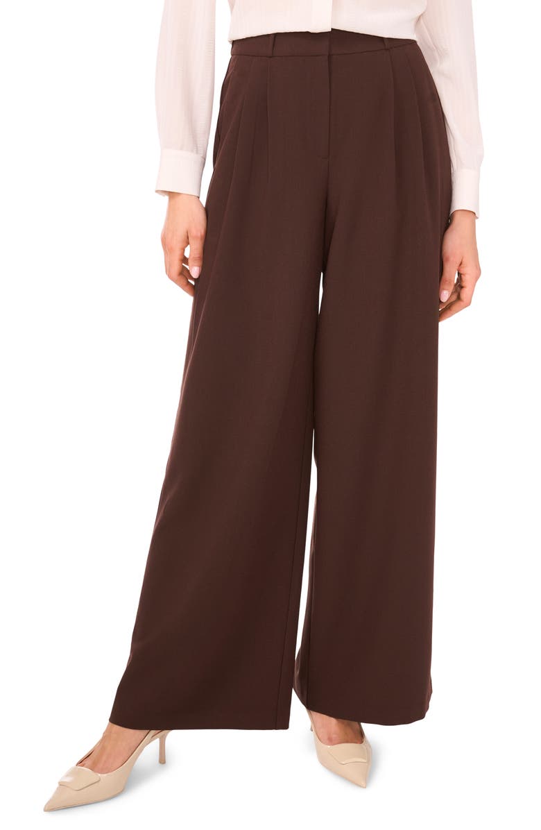 Vince Camuto Pleated Wide Leg Pants, Main, color, Espresso