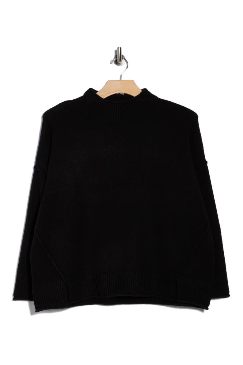 Exposed Seam Mock Neck Sweater, Alternate, color, BLACK