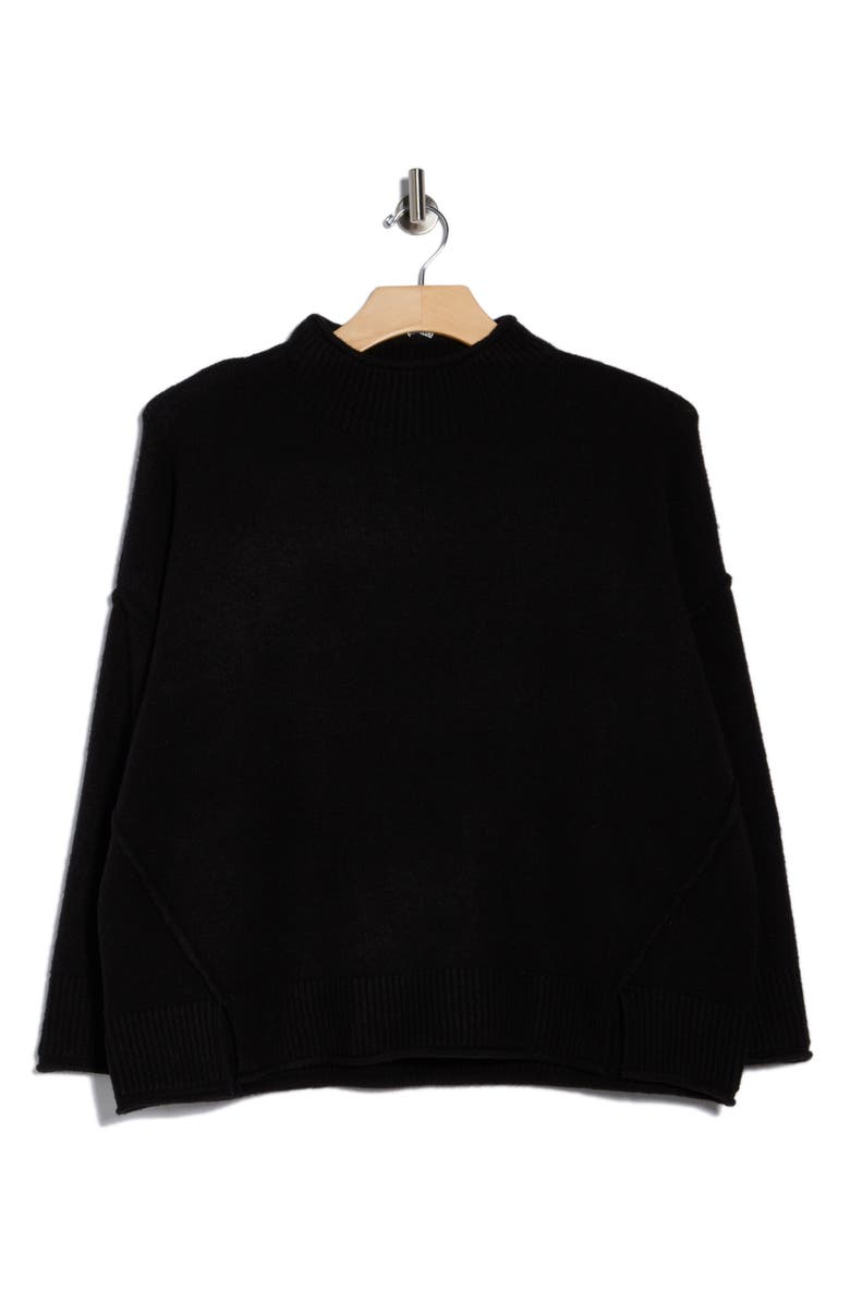 MAX STUDIO Exposed Seam Mock Neck Sweater, Main, color, Black