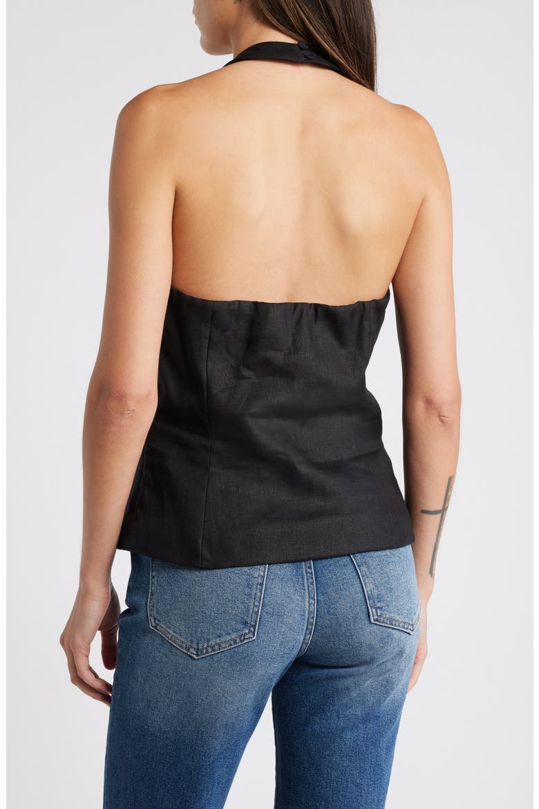 Tate Cross Neck Linen Top, Alternate, color, BLACK