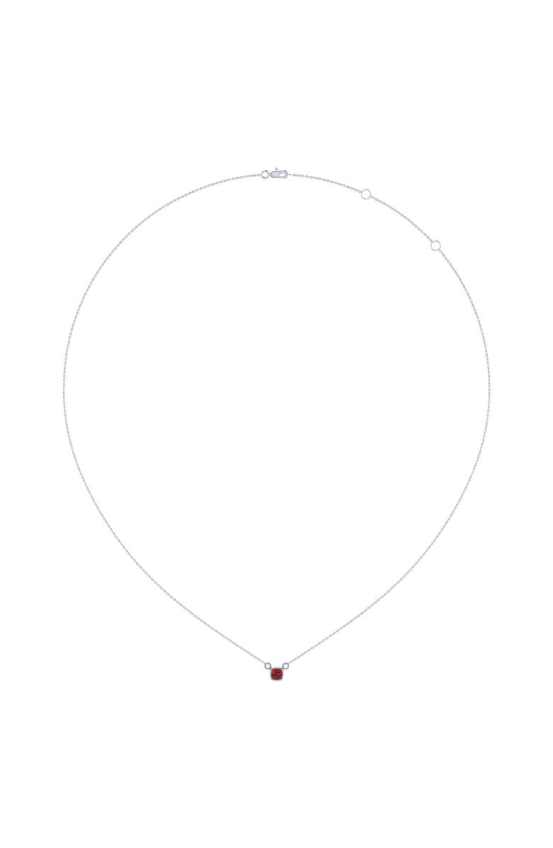 LuvMyJewelry Cushion Cut Garnet & Diamond Birthstone Necklace in 14K Gold, Alternate, color,