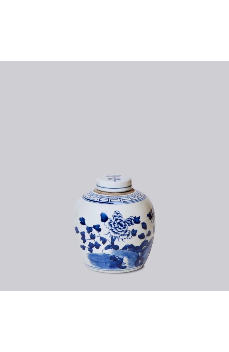 Cobalt Guild Porcelain Peony Lidded Round Storage Jar, Main, color, Blue + White