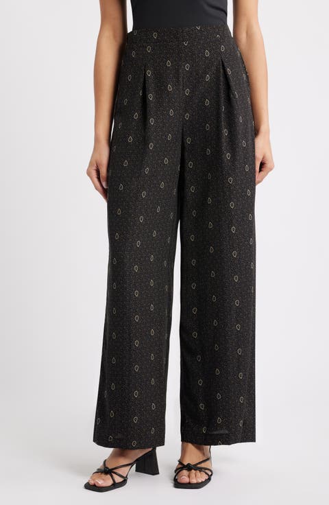 Allover Print Wide Leg Pants