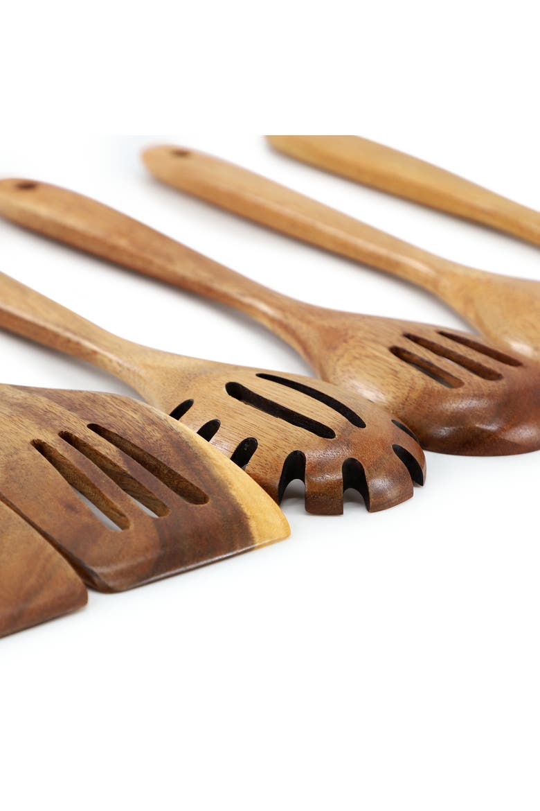 6 Piece Acacia Wood Kitchen Utensil Set, Alternate, color, Acacia