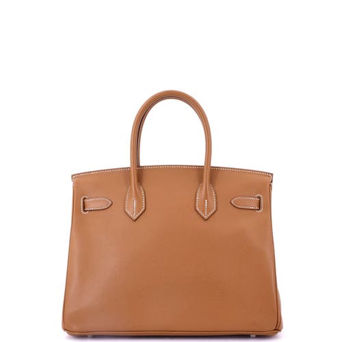Pre-owned Hermes Hermes Birkin Handbag Brown Epsom With Palladium Hardware 30 In Gold