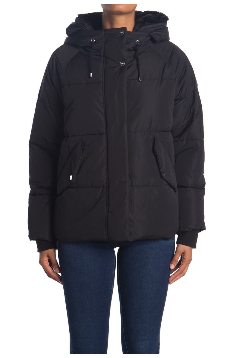 DKNY Short Puffer with Hood, Alternate, color,