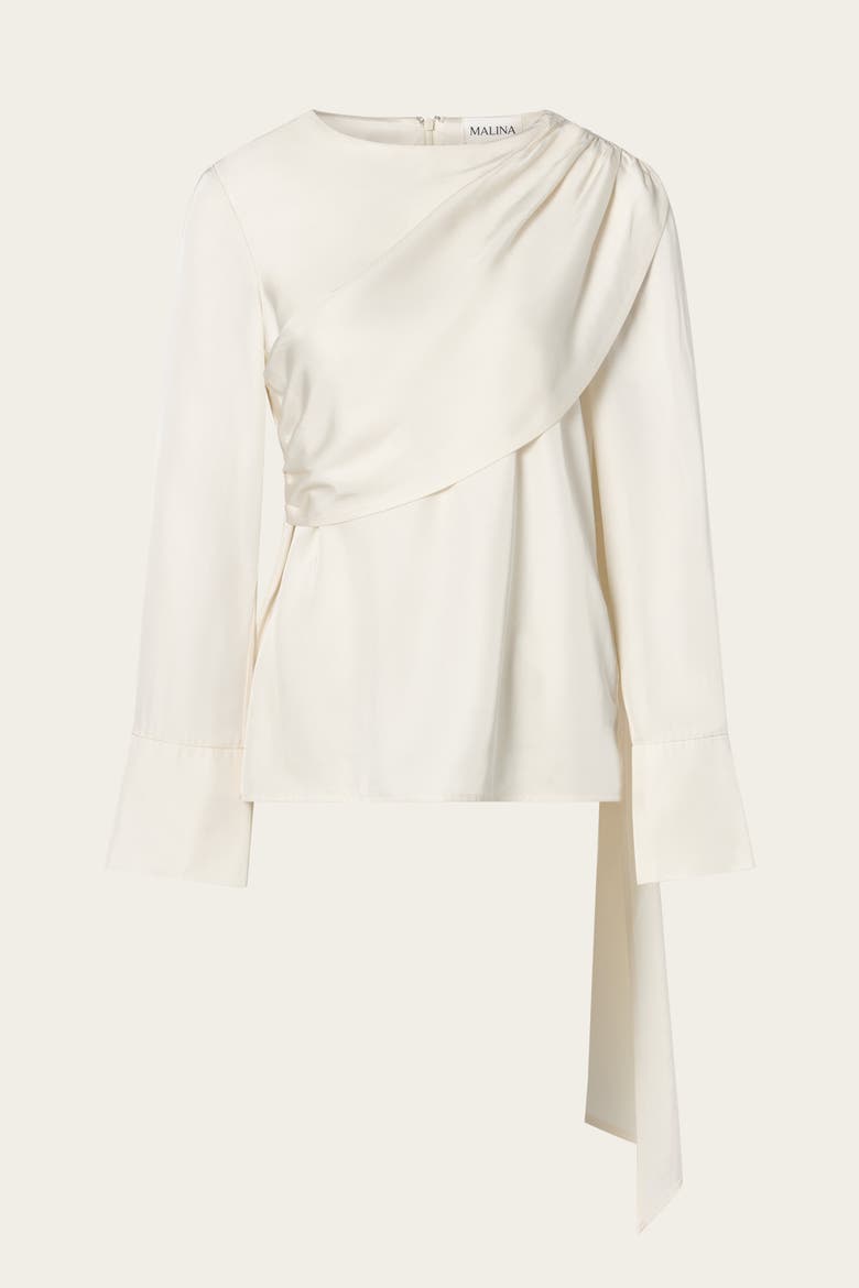 Melandy Draped Cape Blouse, Alternate, color, Vanilla