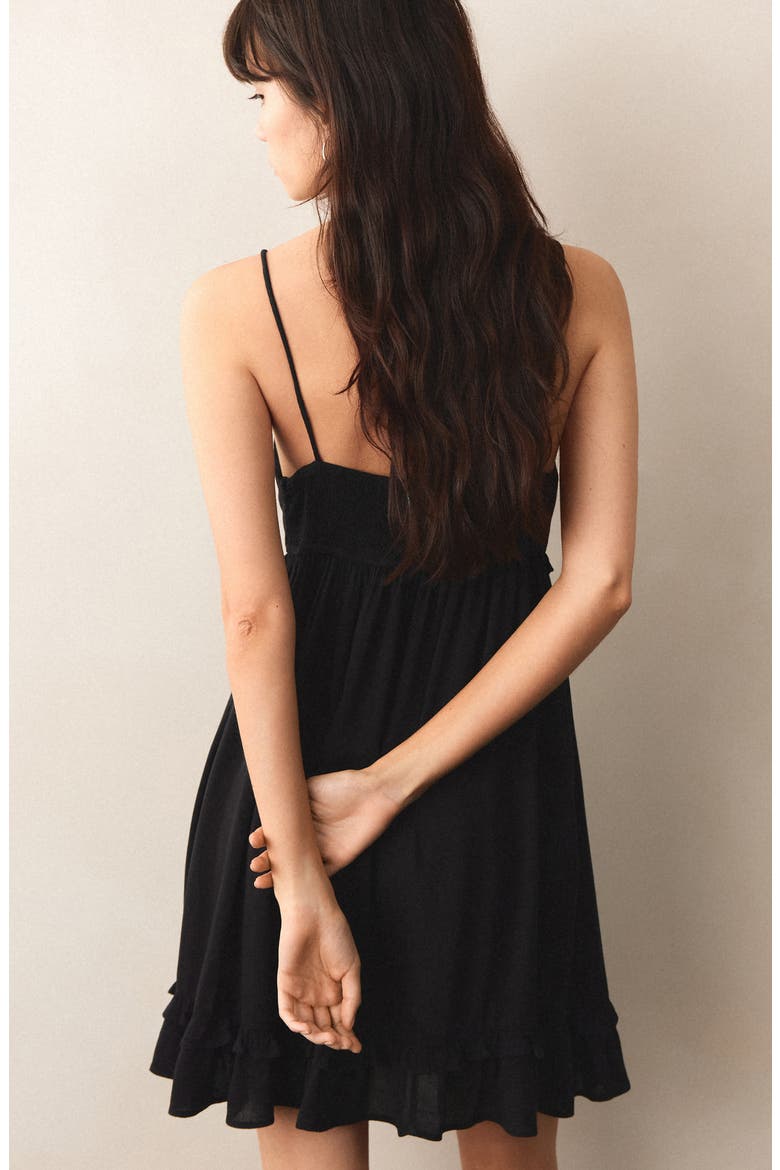 Beaded Ruffle Trim Tiered Minidress, Alternate, color, BLACK