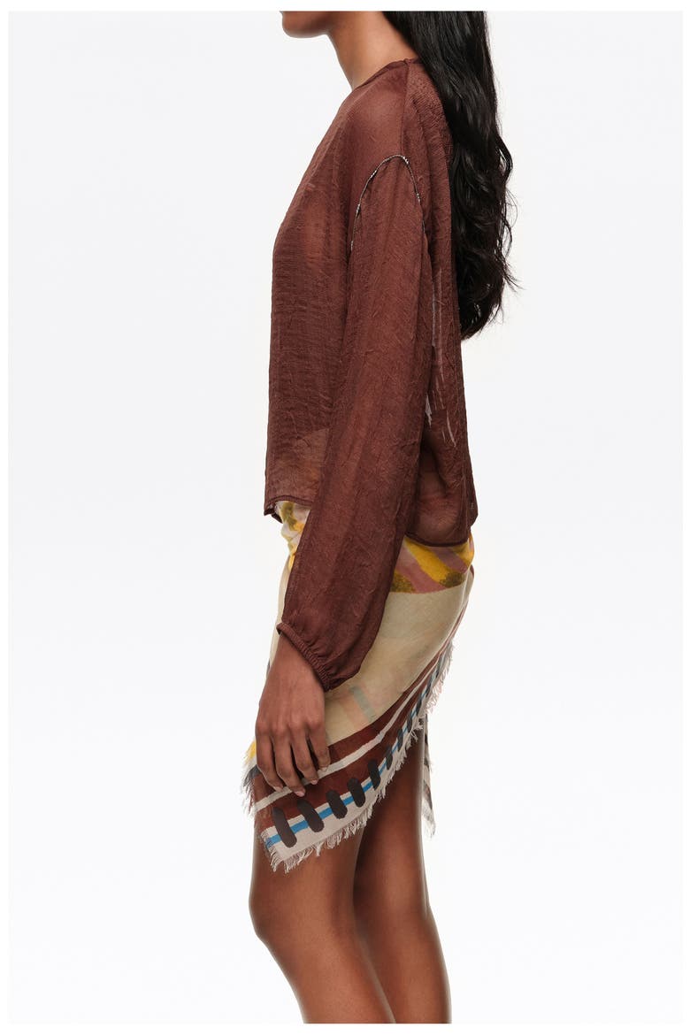 Boxy Sweater With Metallic Beads, Alternate, color, BROWN