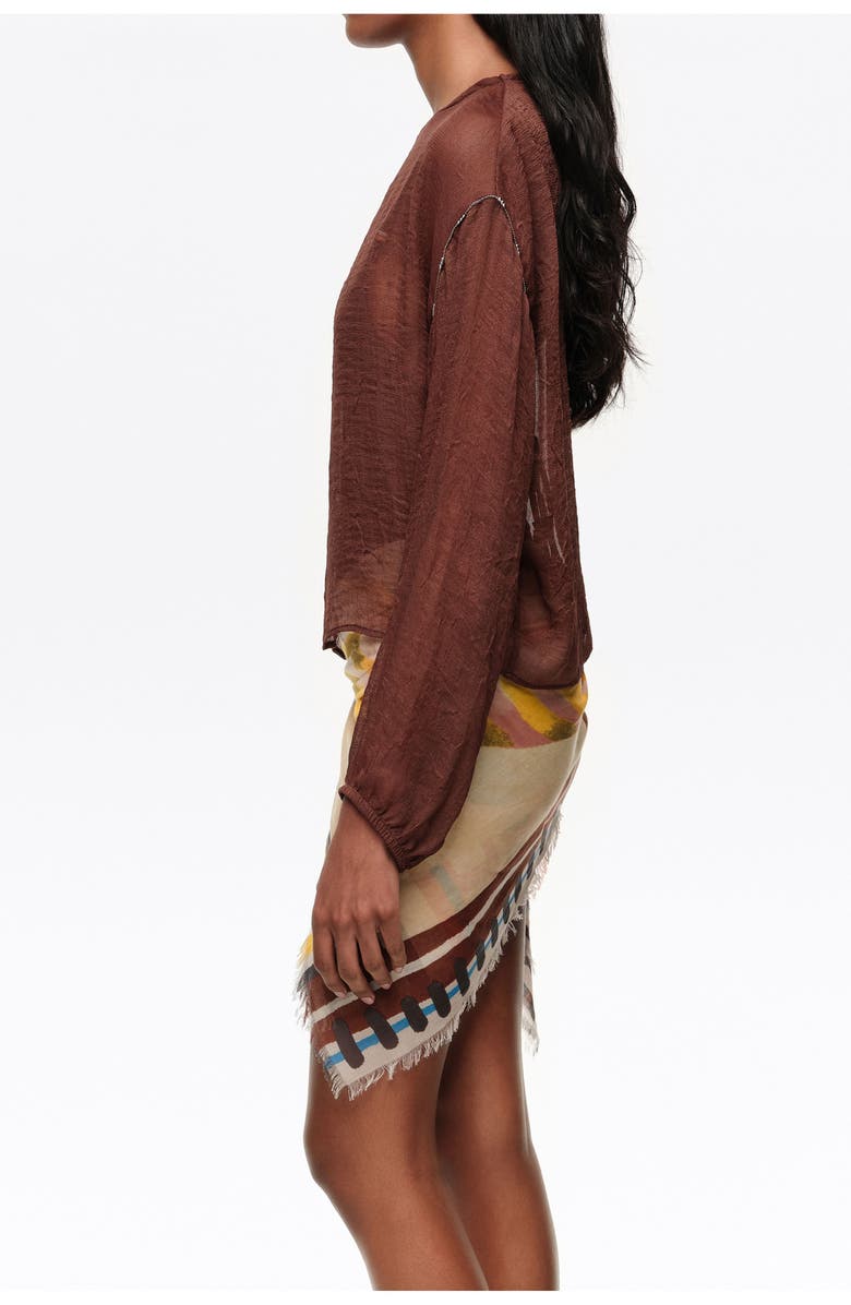 Bimba y Lola Boxy Sweater With Metallic Beads, Alternate, color, Brown