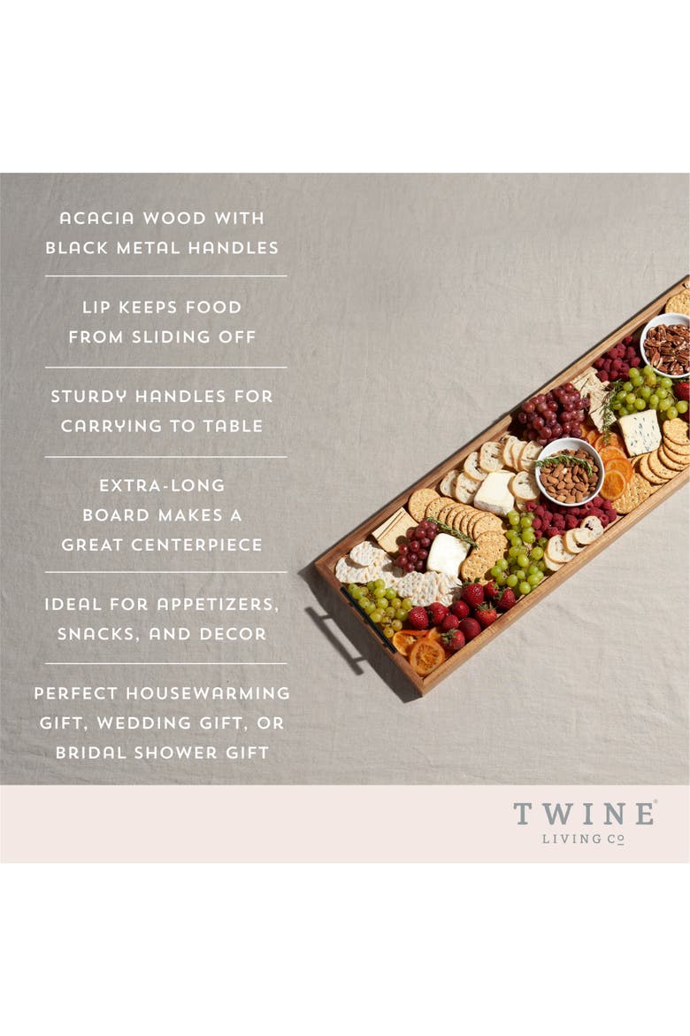 Acacia Wood Longboard Cheese Board with Metal Handle, Alternate, color, Wood