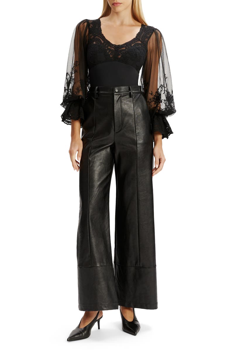 Bardot Bruna Lace & Mesh Bodysuit, Alternate, color, 