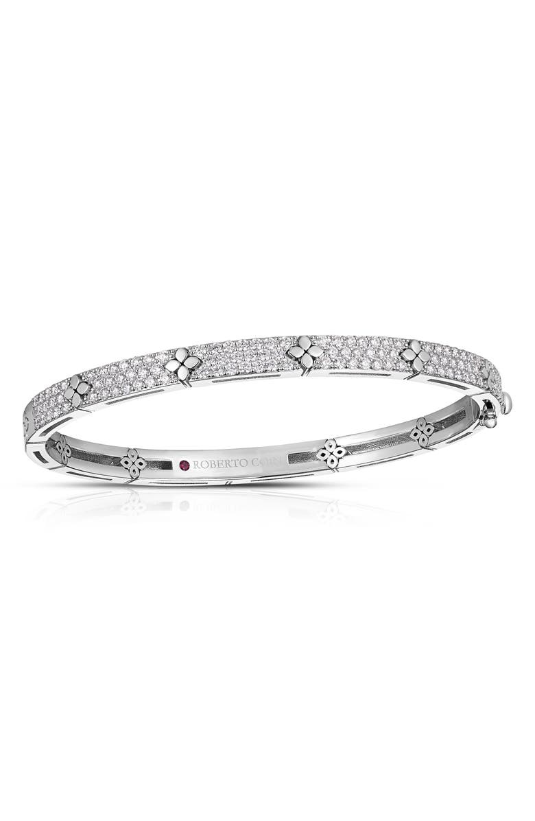 Roberto Coin Love in Verona Diamond Bangle, Main, color, White Gold
