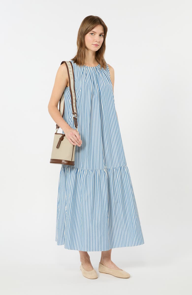 Weekend Max Mara Capo Stripe Cotton Maxi Dress, Alternate, color, Cornflower Blue