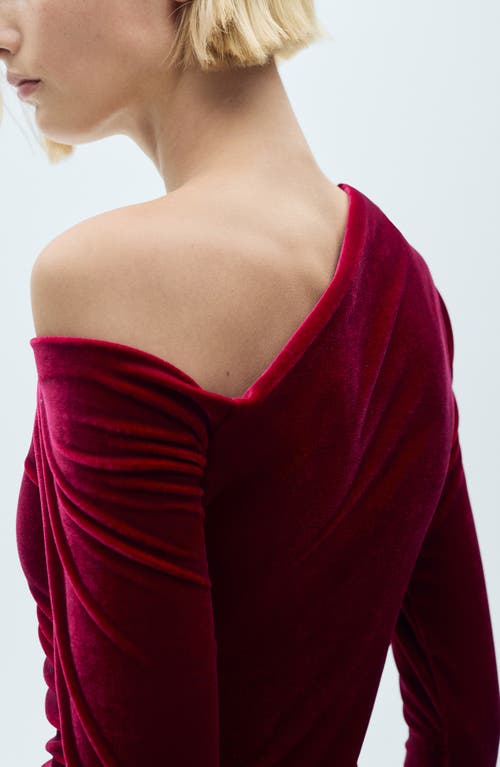 MANGO MANGO ASYMMETRIC LONG SLEEVE VELVET MINIDRESS 