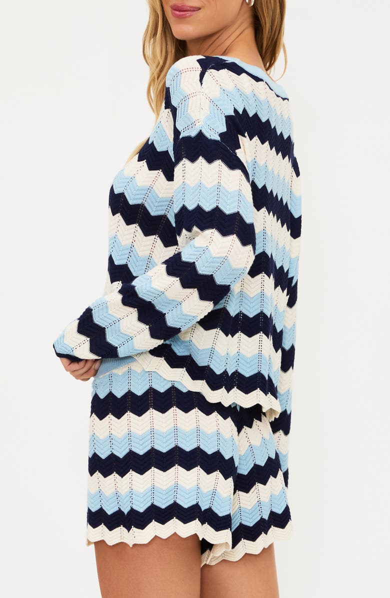 Beach Riot Beach Stripe Pointelle Cover-Up Sweater, Alternate, color, Ultramarine Chevron