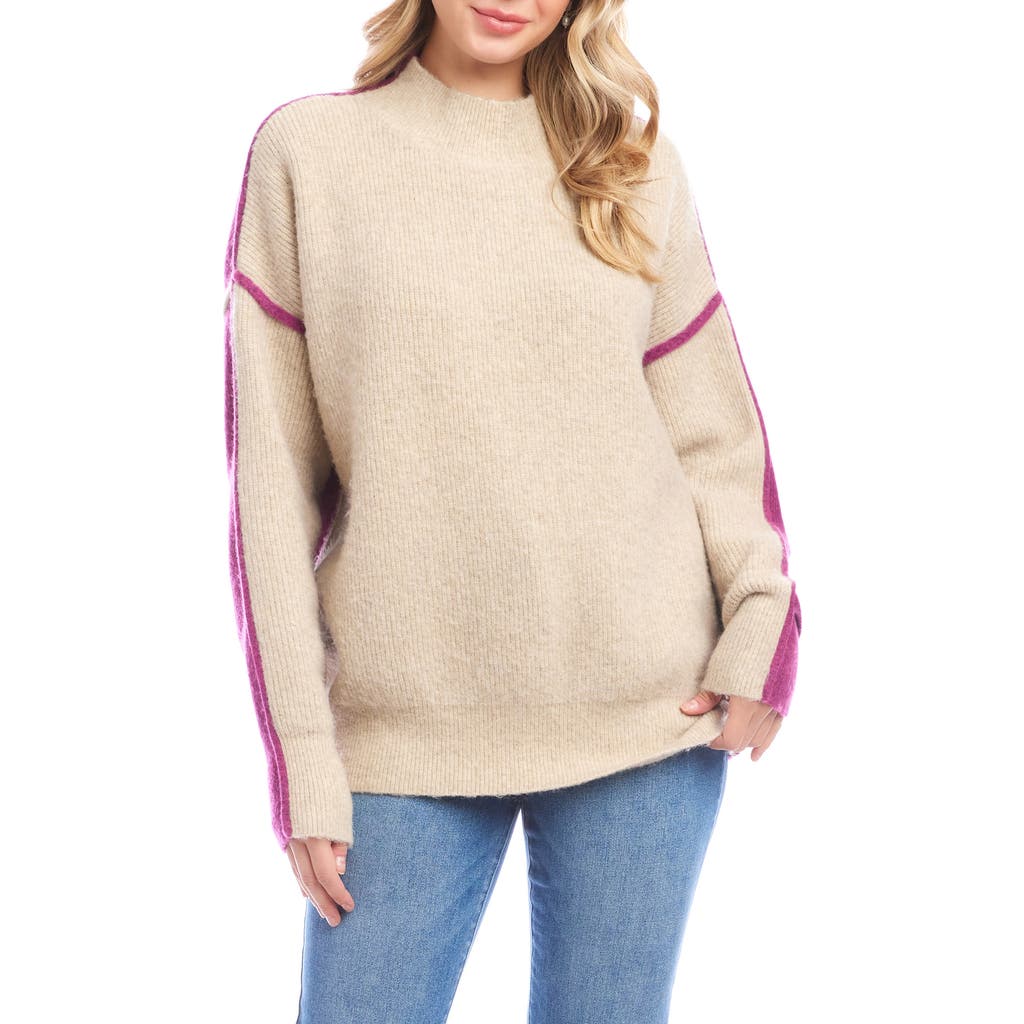 Karen Kane Colorblocked Mock Neck Sweater In Neutral