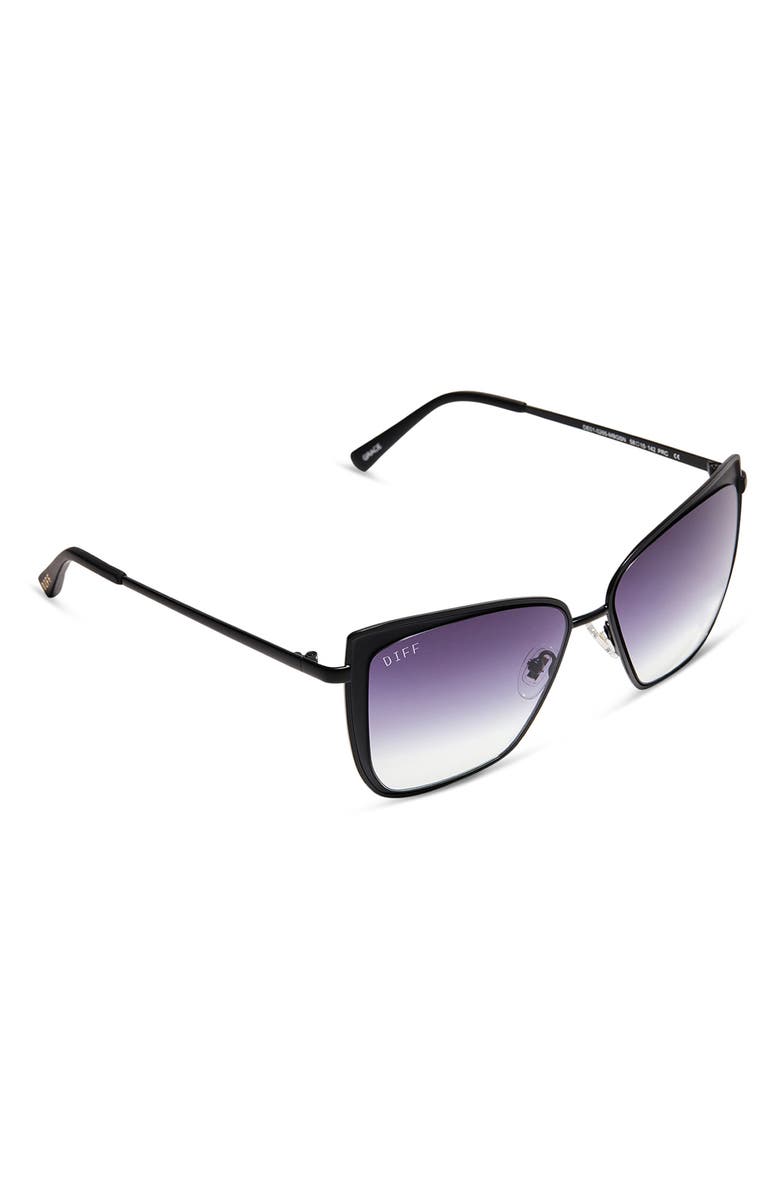 DIFF Grace 58mm Cat Eye Sunglasses, Alternate, color, Black