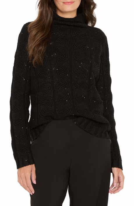 NIC+ZOE Sparkle Cable Stitch Cotton Blend Sweater