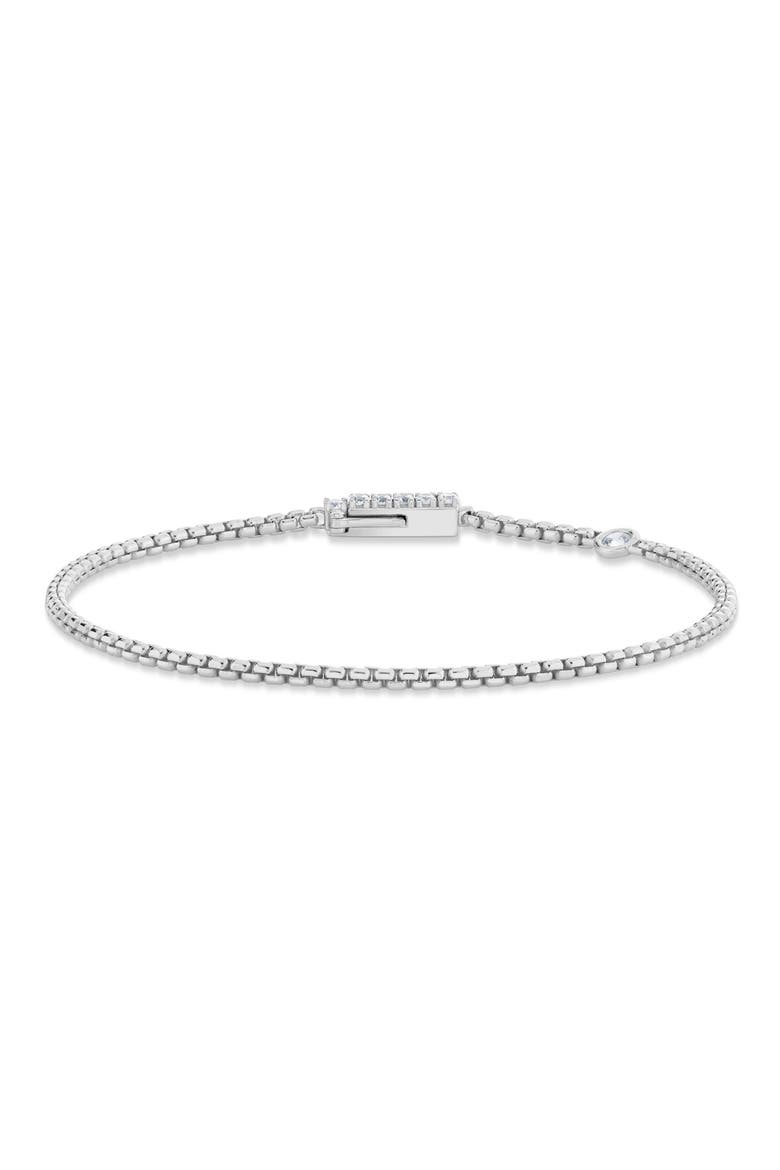 Layer Up Rounded Box Chain Bracelet, Main, color, PURE PLATINUM / CLEAR STONE