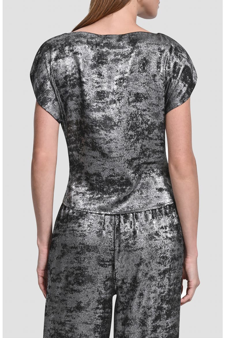 Flutter Sleeve Liquid Velvet Top, Alternate, color, SILVER