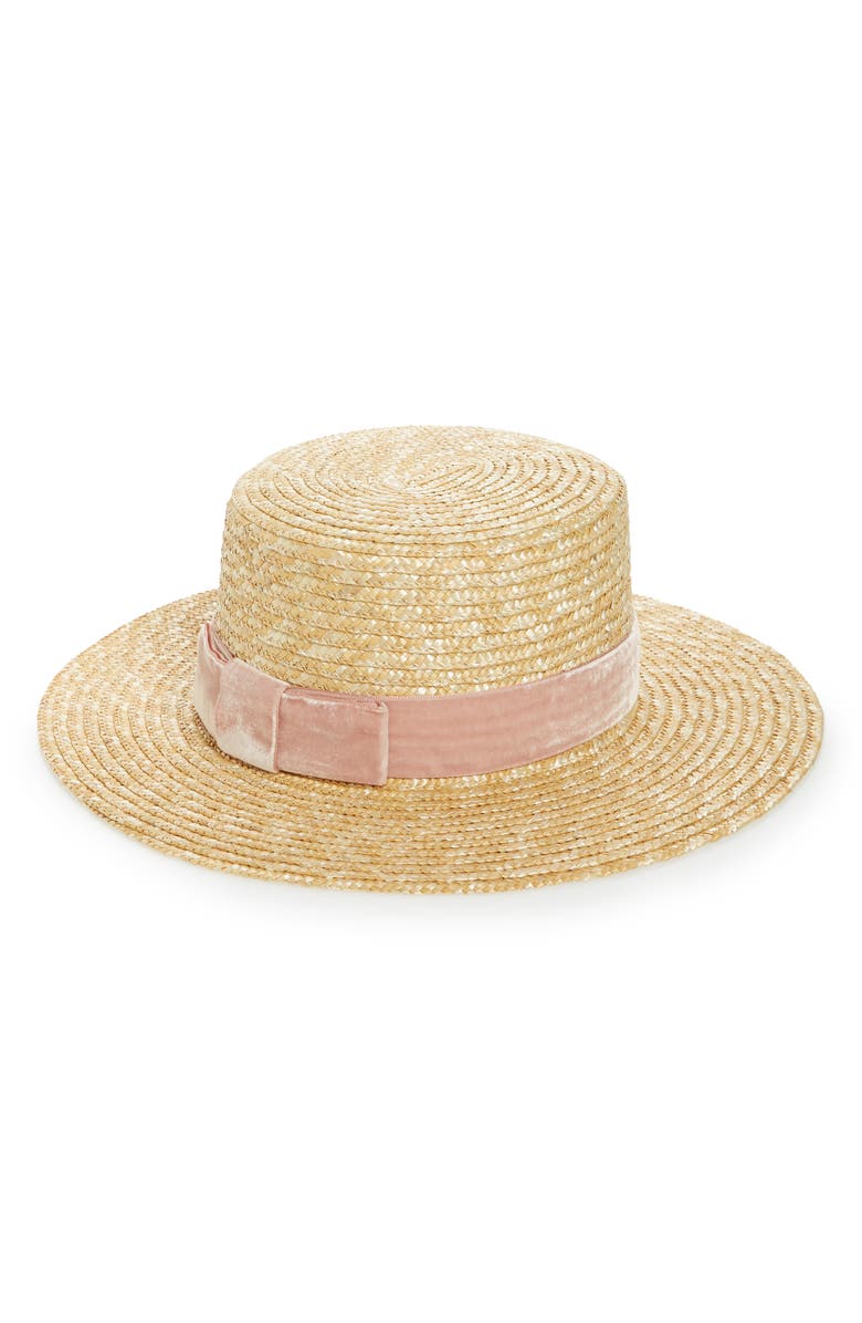 Lack of Color Pink Velour Straw Hat, Alternate, color, 