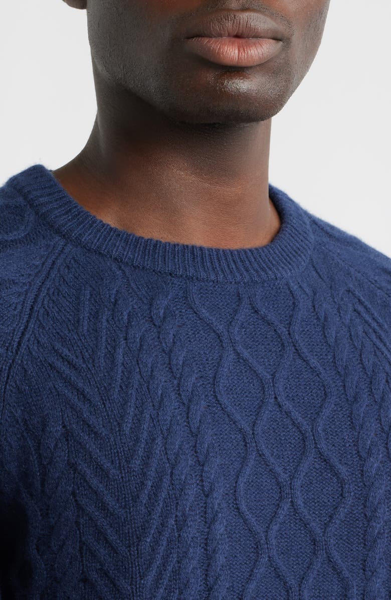 Nordstrom Cable Stitch Luxe Cashmere Sweater, Alternate, color, Navy Still