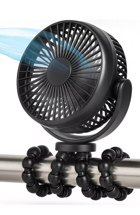 Portable Stroller Fan 3 Speed Rechargeable Flexible Tripod Clip-On Fan with Rotatable Design