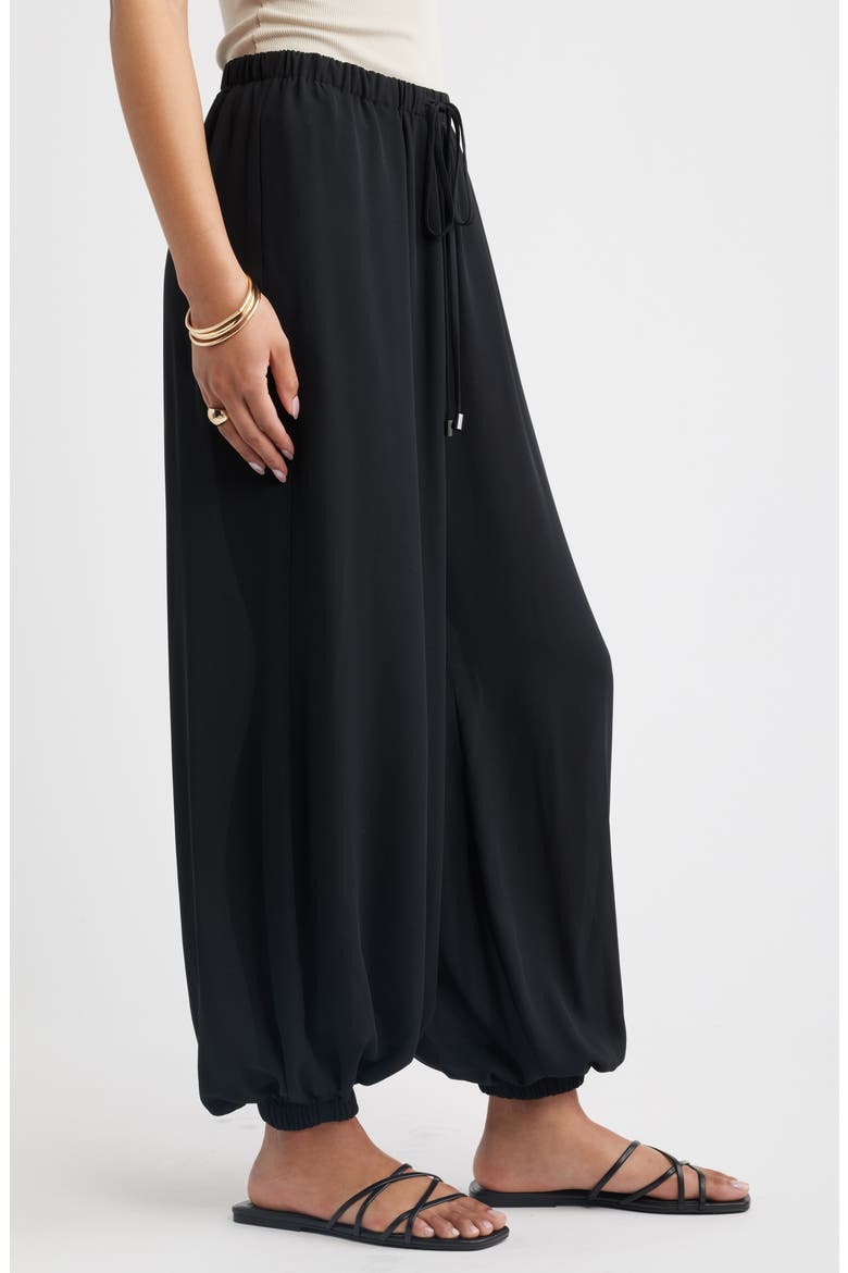 Tie Waist Balloon Pants, Alternate, color, BLACK