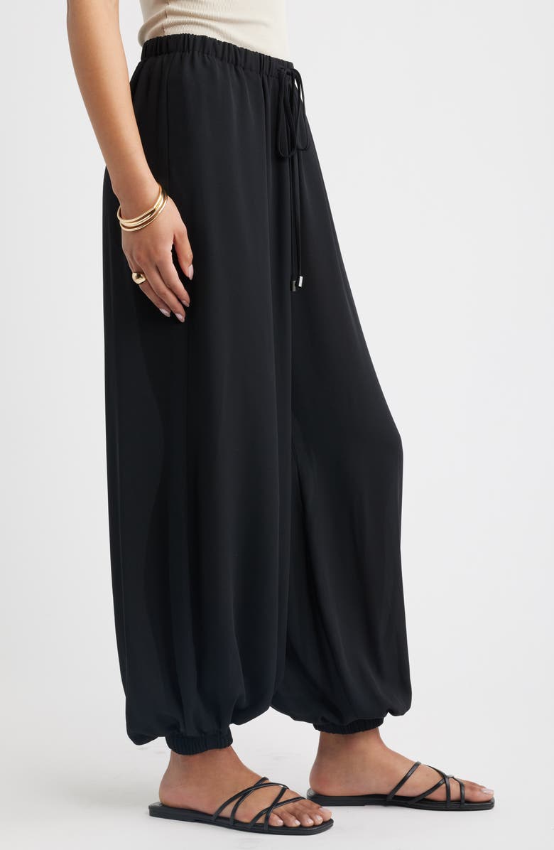 Open Edit Tie Waist Balloon Pants, Alternate, color, Black
