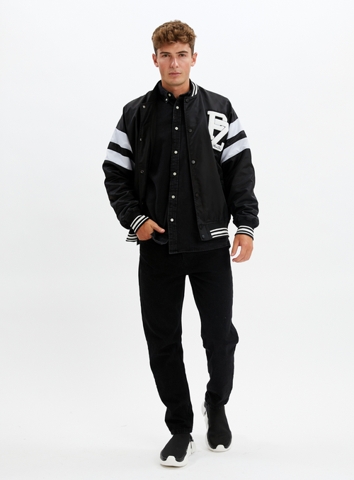 Point Zero Unisex Limited Edition Varsity Jacket In Black