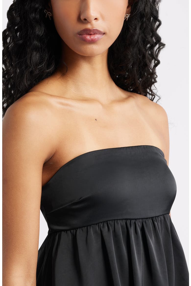 Satin Bow Back Bubble Minidress, Alternate, color, BLACK