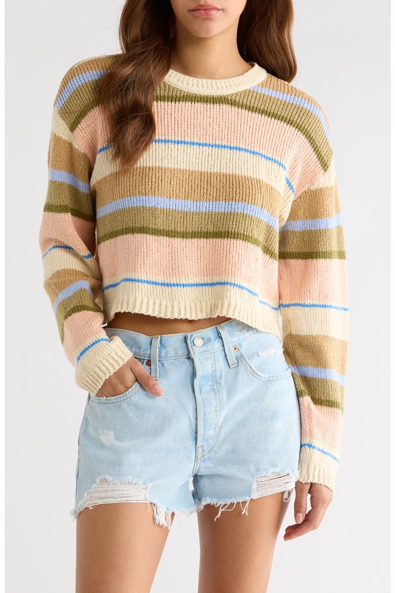 Stripe Cotton Blend Sweater, Main, color, LIGHT PEACH