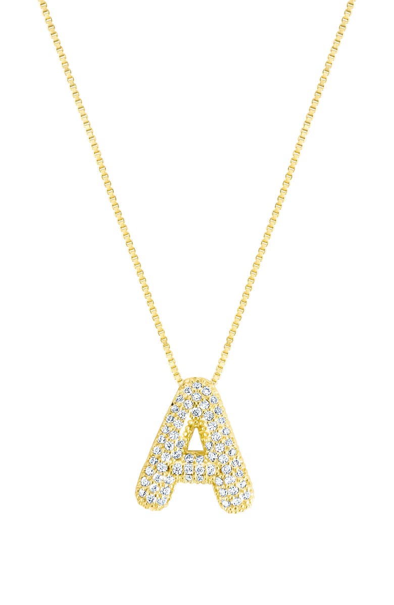 Adornia Pavé Bubble Initial Pendant Necklace, Main, color, Gold-A