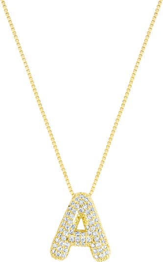 Pavé Bubble Initial Pendant Necklace