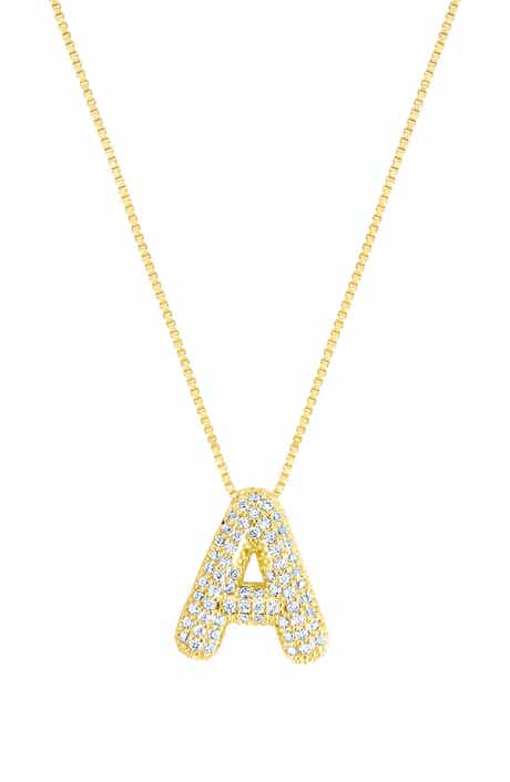 Adornia Pavé Bubble Initial Pendant Necklace