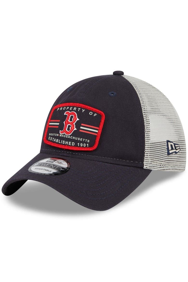 Men's New Era Navy Boston Red Sox Property Trucker 9TWENTY Snapback Hat, Main, color, Navy