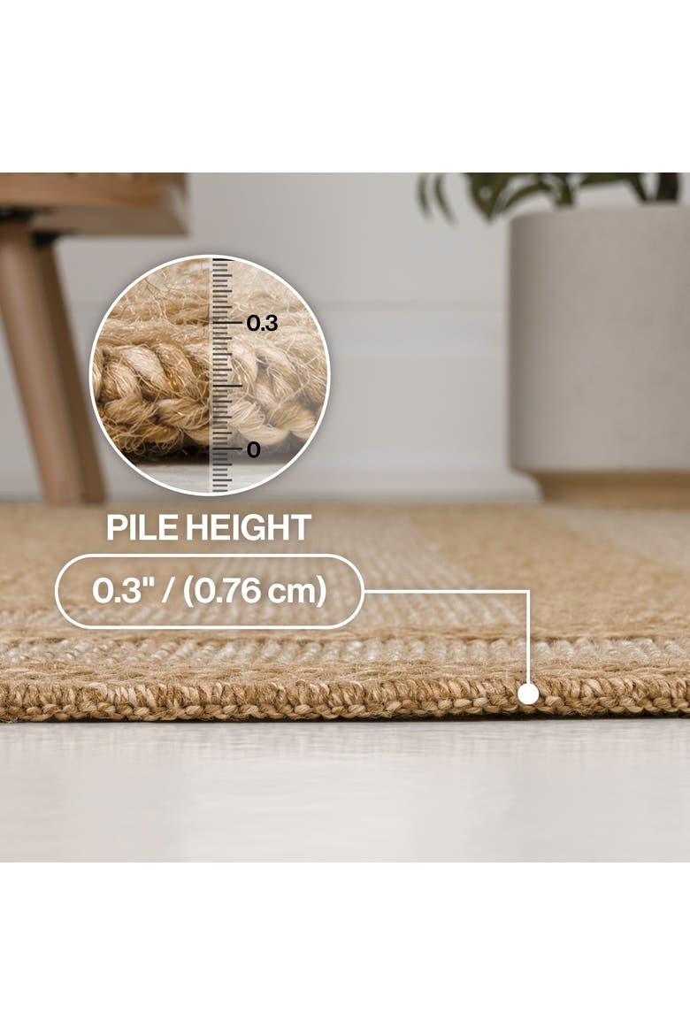 Frenzy Easy Jute Minimalist Boho Inset Border Indoor/Outdoor Area Rug, Alternate, color, Natural/Beige
