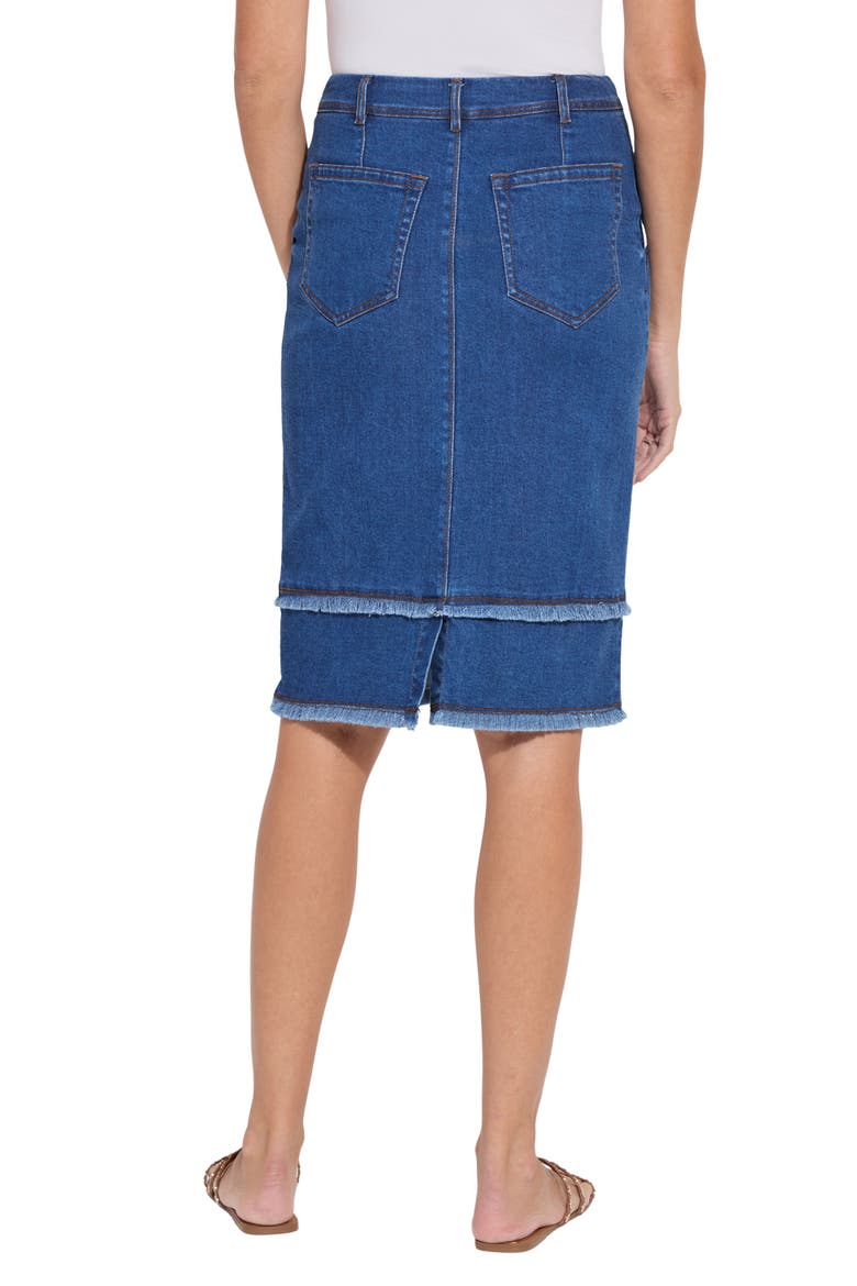 Evelina Fringe Denim Midi Skirt, Alternate, color, MID WASH