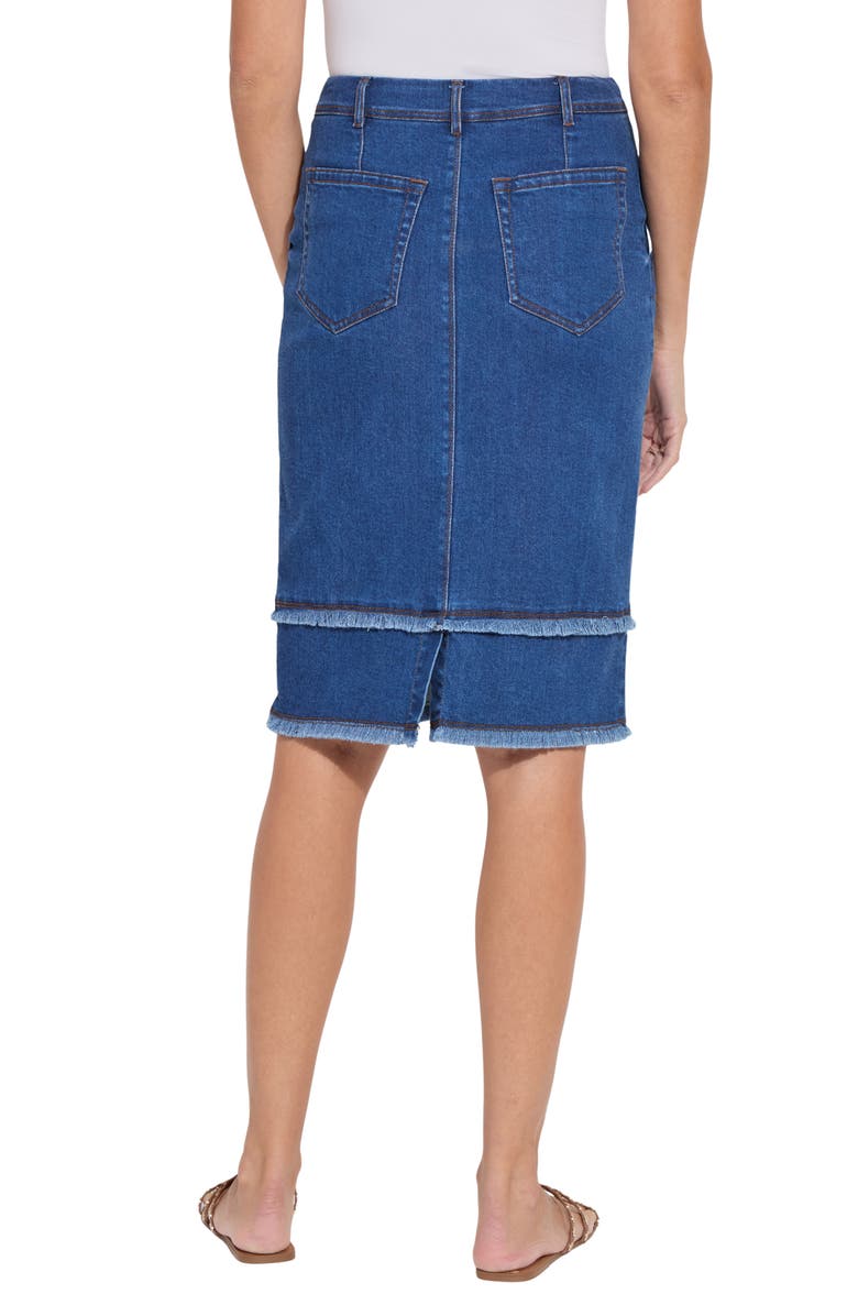 Lysse Evelina Fringe Denim Midi Skirt, Alternate, color, 