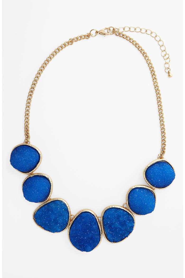 Glitter Stone Necklace, Main, color, GOLD/ BLUE