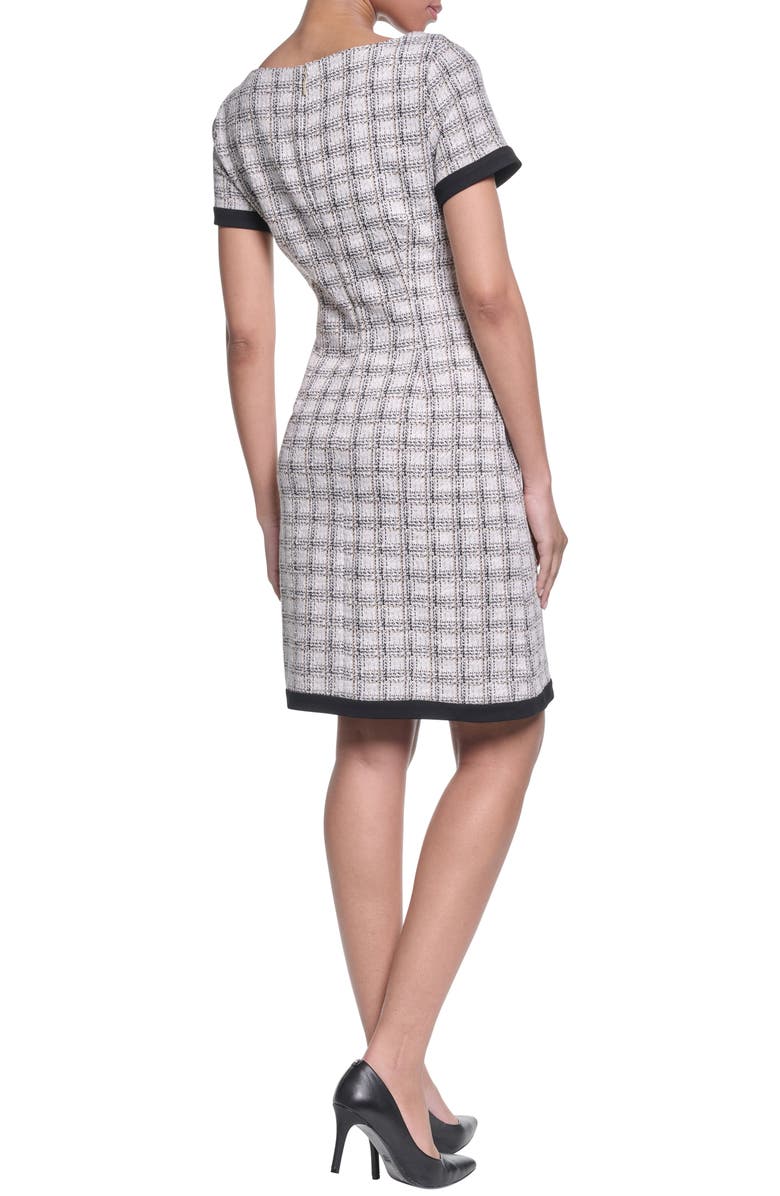 KARL LAGERFELD Windowpane Check Tweed Sheath Dress, Alternate, color, Soft White/ Black Multi