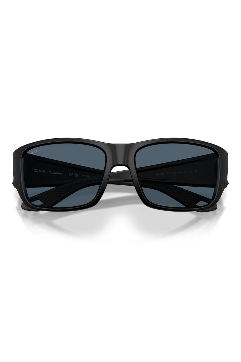 Schoolie 56mm Polarized Rectangular Sunglasses, Alternate, color, MATTE BLACK / GRAY 580P