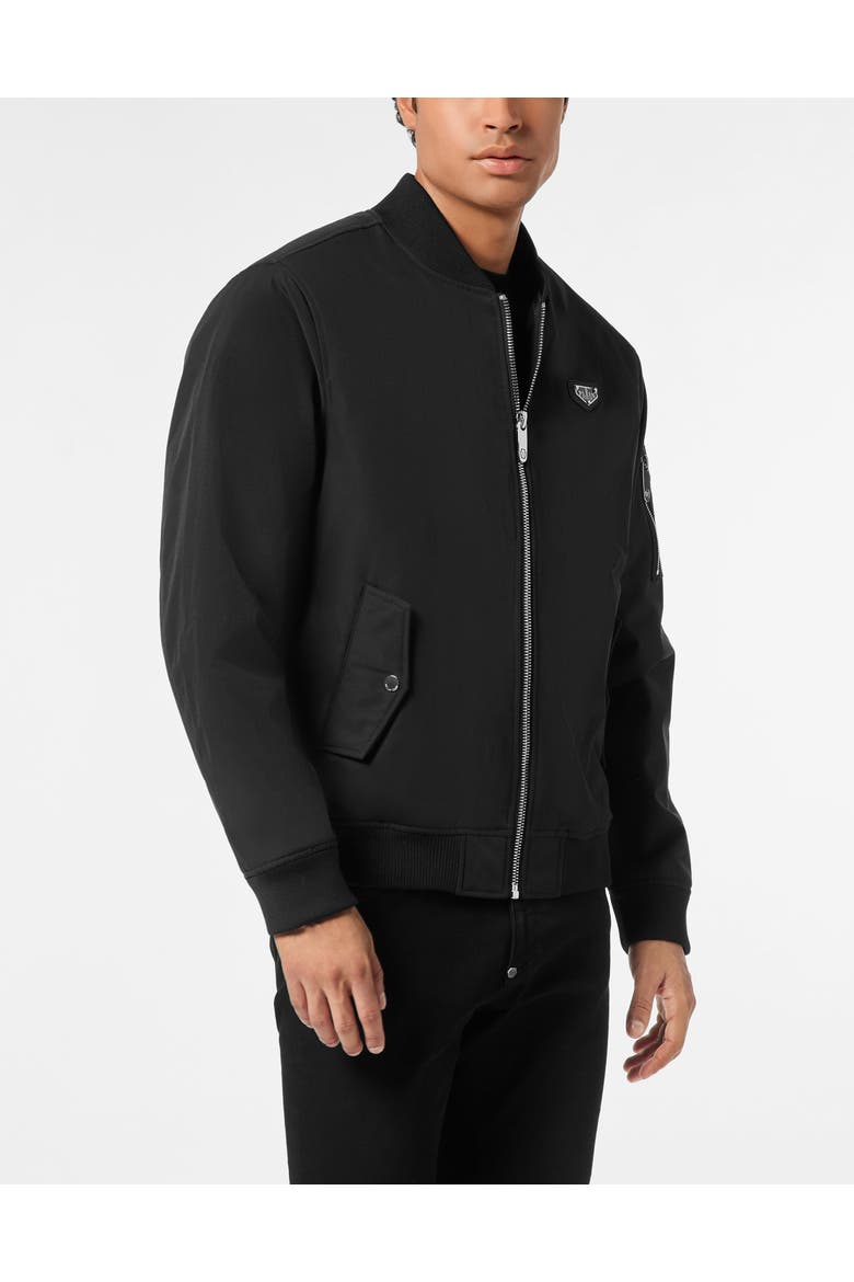 Nylon Bomber Jacket Men, Main, color, black
