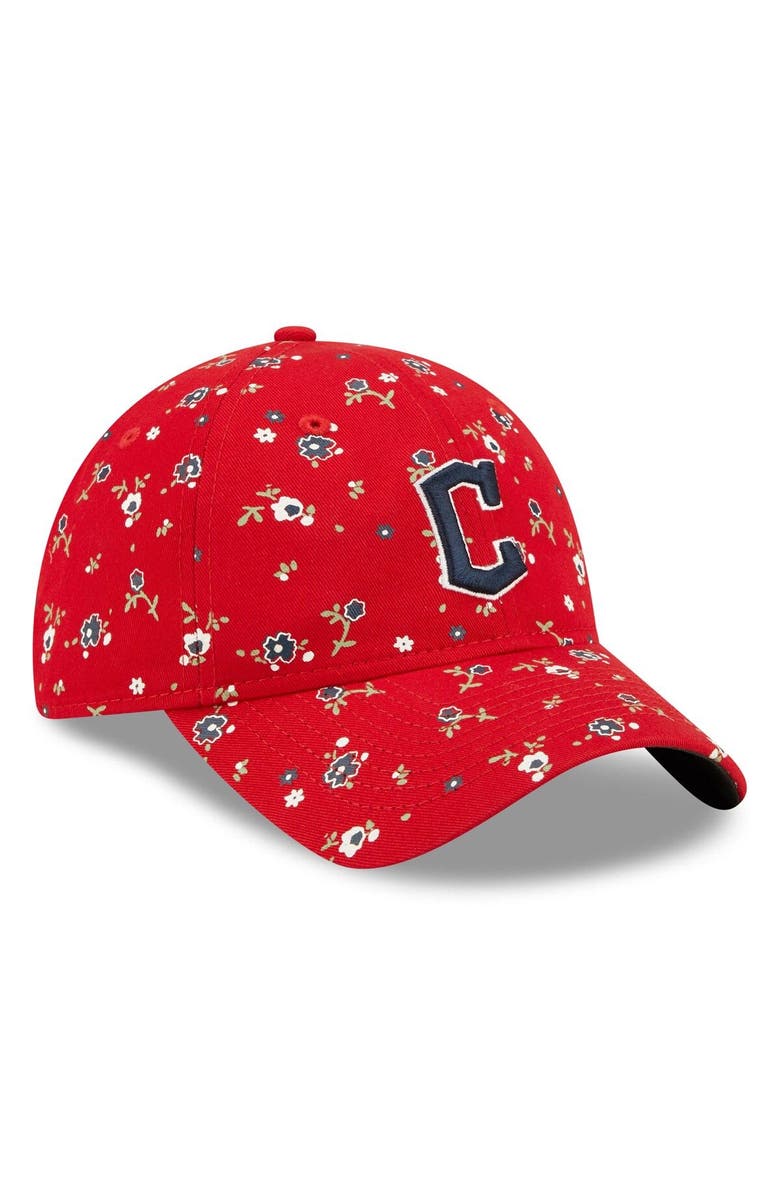 New Era Women's New Era Red Cleveland Guardians Floral 9TWENTY Adjustable Hat, Alternate, color,