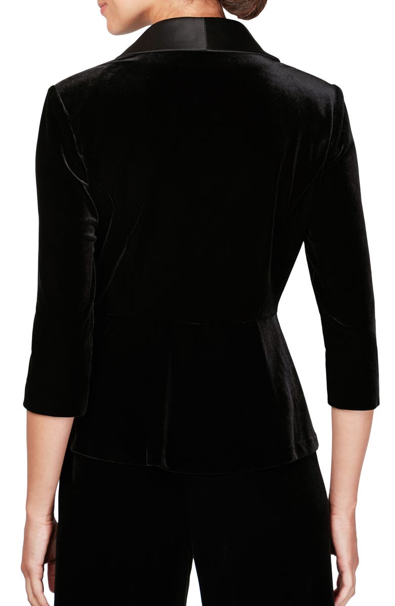 Alex Evenings Velvet Tuxedo Top, Alternate, color, Black