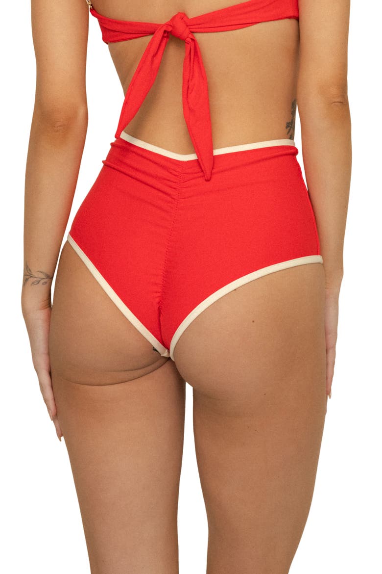 Cherry Cream Polly High Waist Bikini Bottoms, Alternate, color, CHERRY CREAM