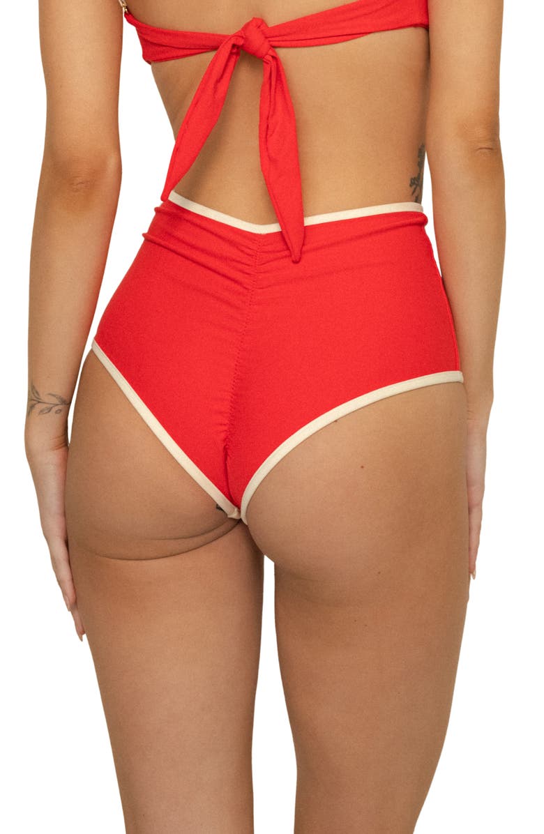 MONTCE Cherry Cream Polly High Waist Bikini Bottoms, Alternate, color, Cherry Cream