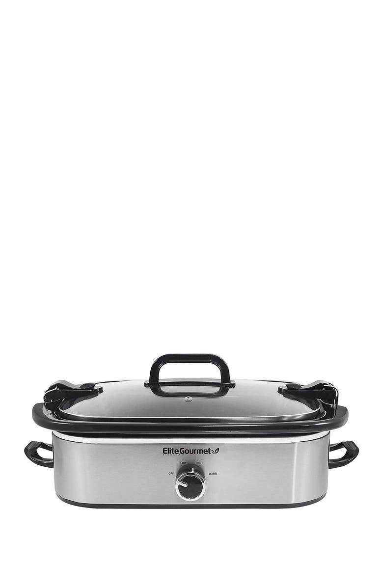 MAXI-MATIC Elite Gourmet 3.5Qt. Casserole Slow Cooker with Locking Lid, Stainless Steel, Alternate, color, 